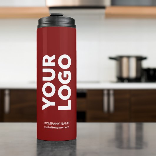 Benutzerdefiniertes Logo und Text in dunkelrot Thermosbecher