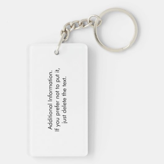 Benutzerdefiniertes Logo und Text in Weiß Schlüsselanhänger (Rückseite)