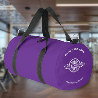 Benutzerdefiniertes Logo und Text Lila Fitnessstud Duffle Bag