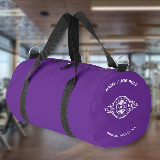 Benutzerdefiniertes Logo und Text Lila Fitnessstud Duffle Bag