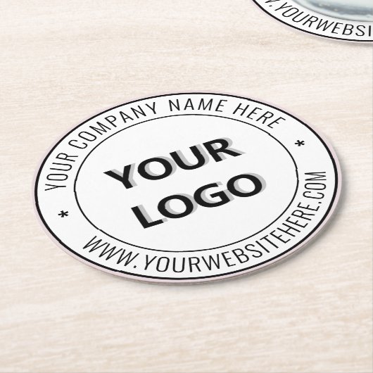 Benutzerdefiniertes Logo und Text - Werbegeschäft Runder Pappuntersetzer (Angewinkelt)
