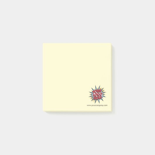 Benutzerdefiniertes Logo und Website-Info Gelb Post-it Klebezettel (Vorderseite)