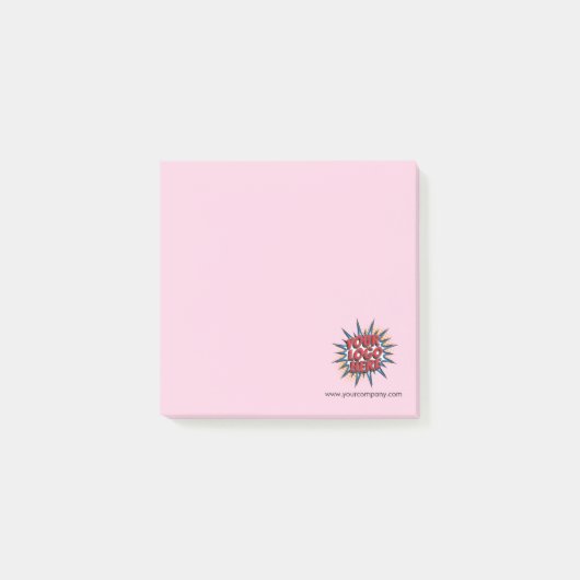 Benutzerdefiniertes Logo und Website-Info Rosa Post-it Klebezettel (Vorderseite)