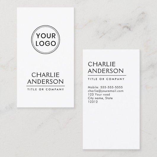 Benutzerdefiniertes Logo vertikal modern minimalis Visitenkarte (Vorne/Hinten)