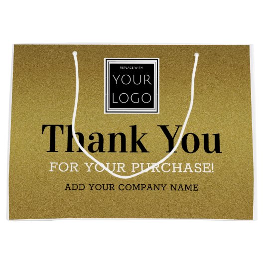 Benutzerdefiniertes Logo Vielen Dank für Ihren Kau Große Geschenktüte (Vorderseite)