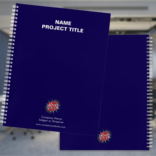 Benutzerdefiniertes Logo, Website, Name, Blau Notizblock