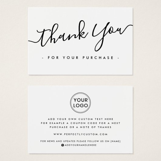 Benutzerdefiniertes Logo weiß oder jede Farbe Dank (Vorne & Hinten)