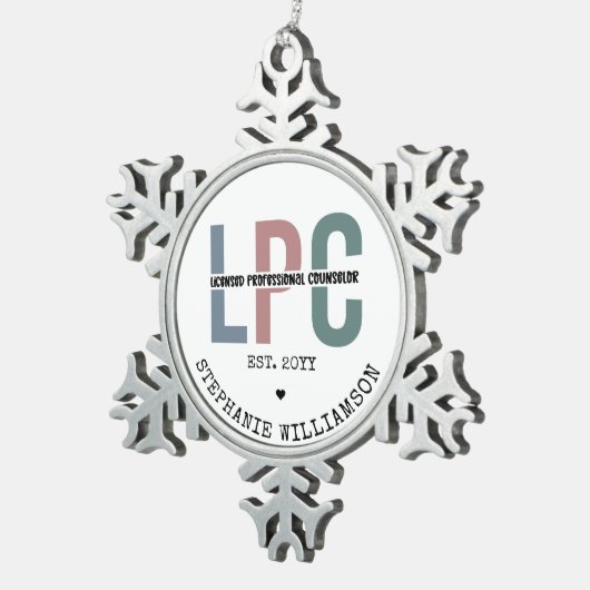 Benutzerdefiniertes LPC-lizenziertes Berufliches R Schneeflocken Zinn-Ornament (Rechts)