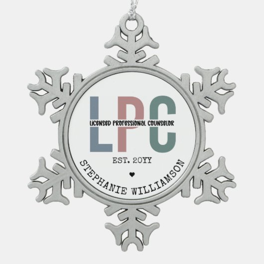 Benutzerdefiniertes LPC-lizenziertes Berufliches R Schneeflocken Zinn-Ornament (Vorderseite)