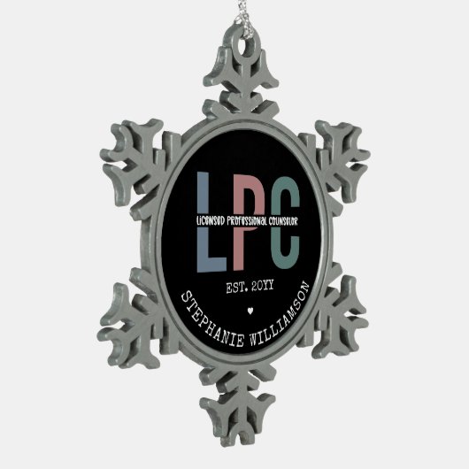 Benutzerdefiniertes LPC-lizenziertes Berufliches R Schneeflocken Zinn-Ornament (Links)