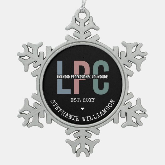 Benutzerdefiniertes LPC-lizenziertes Berufliches R Schneeflocken Zinn-Ornament (Vorderseite)