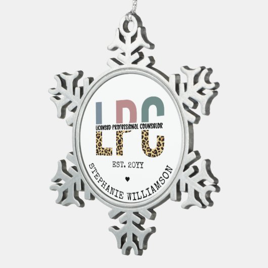 Benutzerdefiniertes LPC-lizenziertes Berufliches R Schneeflocken Zinn-Ornament (Rechts)