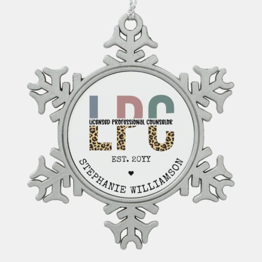 Benutzerdefiniertes LPC-lizenziertes Berufliches R Schneeflocken Zinn-Ornament (Vorderseite)