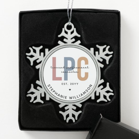 Benutzerdefiniertes LPC-lizenziertes Berufliches R Schneeflocken Zinn-Ornament (Box)
