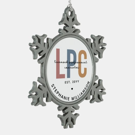 Benutzerdefiniertes LPC-lizenziertes Berufliches R Schneeflocken Zinn-Ornament (Links)