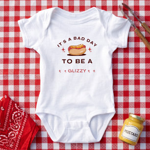 Benutzerdefiniertes lustiges Glizzy-Hotdog-Design Baby Strampler