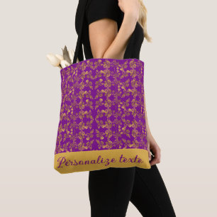 Benutzerdefiniertes Luxus-Gold-Blumendamask auf kö Tasche