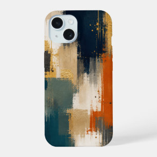 Benutzerdefiniertes Luxus-Gold-Navy-Abstraktes Mod iPhone 15 Hülle