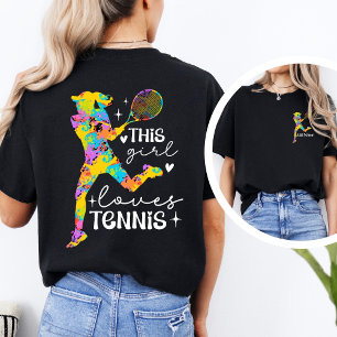 Benutzerdefiniertes Mädchen liebt Tennis Double-Si T-Shirt