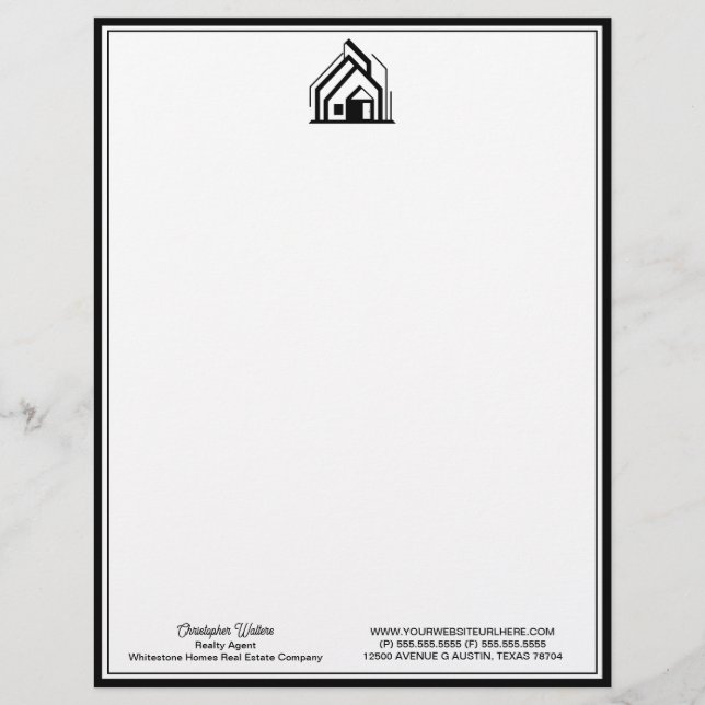 Benutzerdefiniertes Makler-Logo für Immobilienunte Briefbogen (Vorderseite)