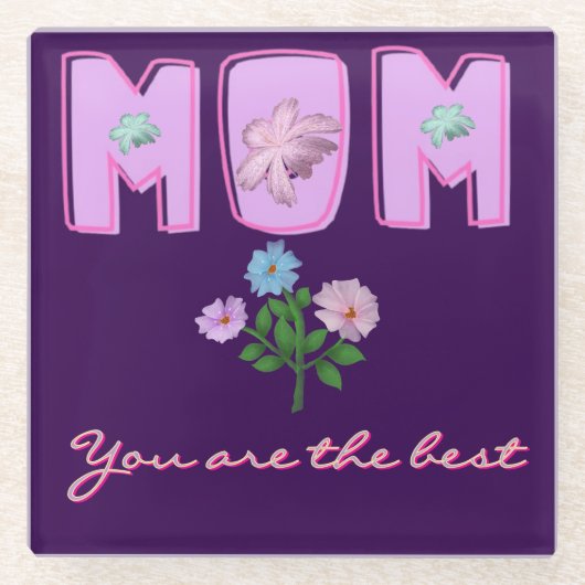 Benutzerdefiniertes Mama-Typografie-Design, Glasuntersetzer (Vorderseite)