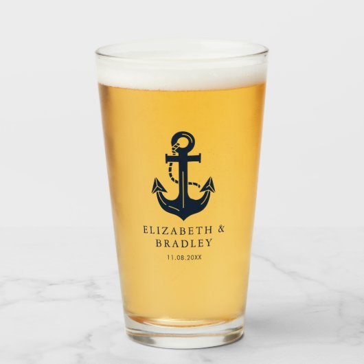 Benutzerdefiniertes maritimes Hochzeitsthema Navy Glas (Vorne (Gefüllt))