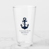 Benutzerdefiniertes maritimes Hochzeitsthema Navy Glas (Vorderseite)
