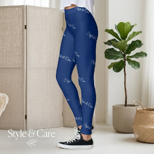 Benutzerdefiniertes Markenname-Muster Stylish Navy Leggings