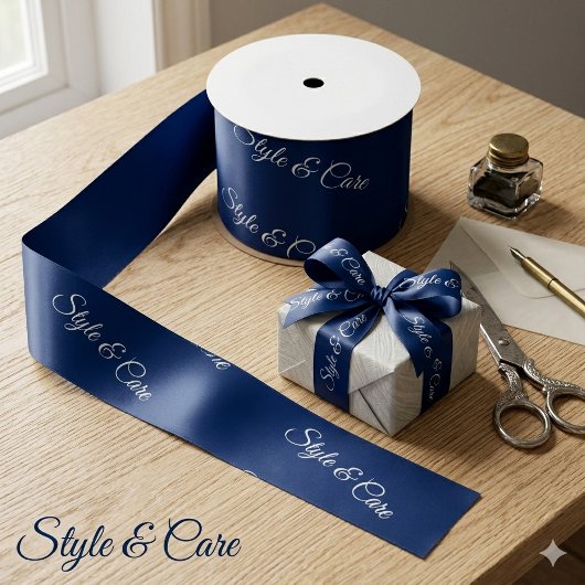 Benutzerdefiniertes Markenname-Muster Stylish Navy Satinband