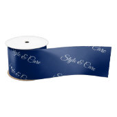 Benutzerdefiniertes Markenname-Muster Stylish Navy Satinband (Spule)