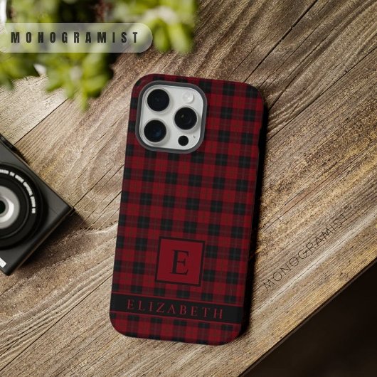 Benutzerdefiniertes Maroon Red Green Black Checker iPhone Hülle
