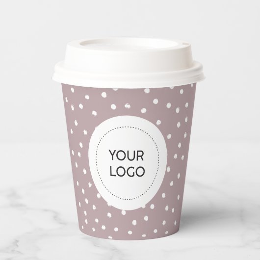 Benutzerdefiniertes Mauve-Minimal-Firmenlogo Pappbecher (Vorderseite)