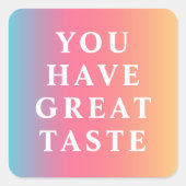 Benutzerdefiniertes MeldungsOmbre Quadratischer Aufkleber (Vorderseite)