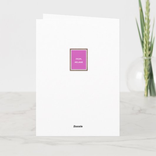 Benutzerdefiniertes Meldungszeichen Pink Felt Lett Karte (Rückseite)