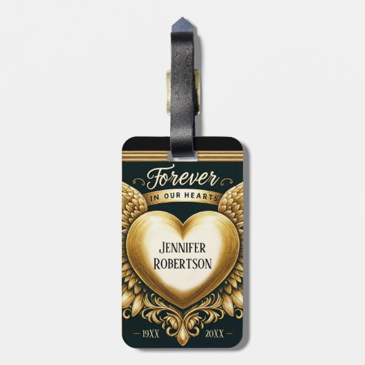 Benutzerdefiniertes Memorial-Herz Gepäckanhänger (Rückseite vertikal)