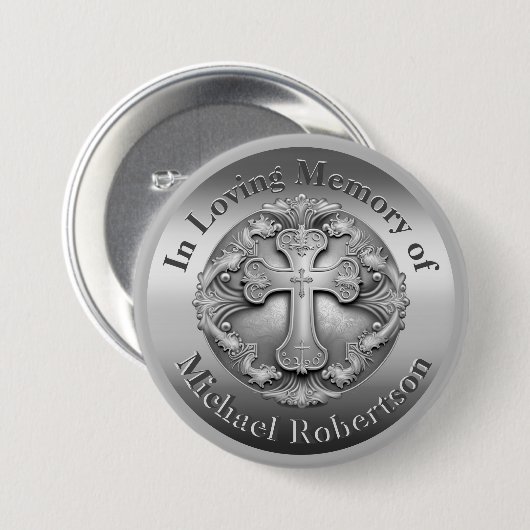 Benutzerdefiniertes Memorial mit Cross Button (Vorne & Hinten)