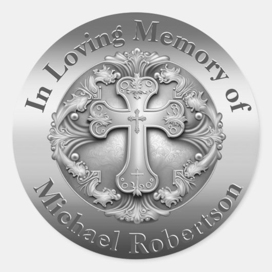 Benutzerdefiniertes Memorial mit Cross Runder Aufkleber (Vorderseite)