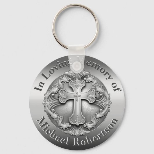 Benutzerdefiniertes Memorial mit Cross-Schlüsselan Schlüsselanhänger (Vorderseite)