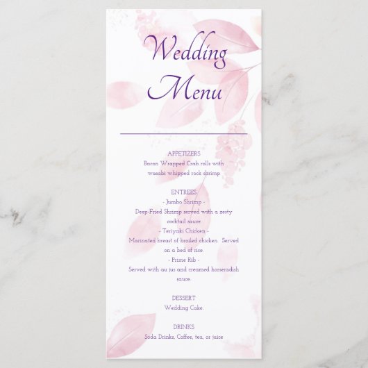 Benutzerdefiniertes Menüdesign für Ereignisse Menükarte (Vorderseite)