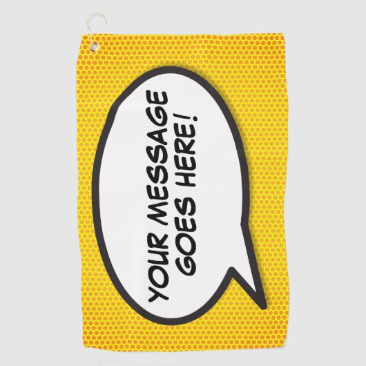 Benutzerdefiniertes Message Speech Bubble Fun Comi Golfhandtuch (Vorderseite)