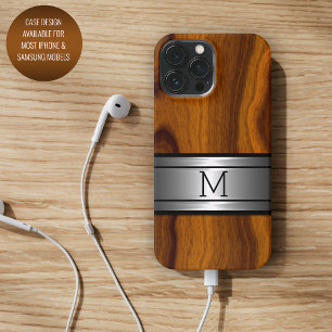 Benutzerdefiniertes Metall Modernes Trendiges Holz iPhone 16 Pro Max Hülle
