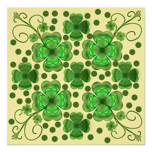 Benutzerdefiniertes Metallic Grün Kleeblatt & Wirb Poster (Vorderseite)