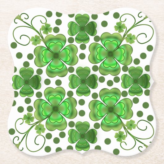 Benutzerdefiniertes Metallic Grün Kleeblatt & Wirb Untersetzer (Vorderseite)