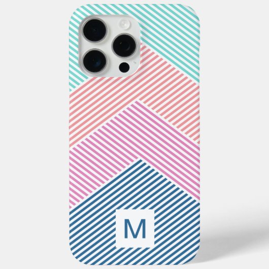 Benutzerdefiniertes Mini-Grün-Rosa-Orangenstreifen Case-Mate iPhone Hülle (Rückseite)