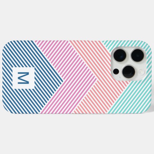 Benutzerdefiniertes Mini-Grün-Rosa-Orangenstreifen Case-Mate iPhone Hülle (Rückseite (Horizontal))