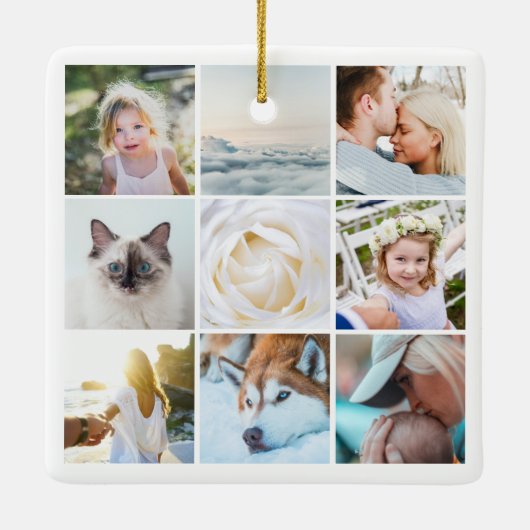 Benutzerdefiniertes Minimal-einfaches Foto Collage Keramikornament (Rückseite)