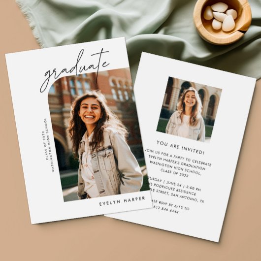 Benutzerdefiniertes Minimal Elegantes Graduierungs Einladung