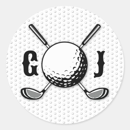 Benutzerdefiniertes Minimalistisches Golf Monogram Runder Aufkleber (Vorderseite)