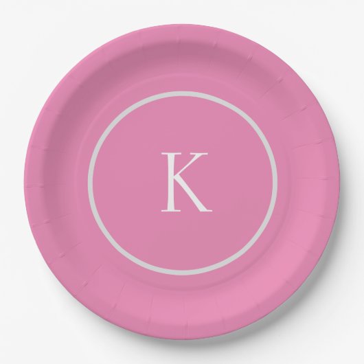 Benutzerdefiniertes minimalistisches Monogramm Pappteller (Vorderseite)