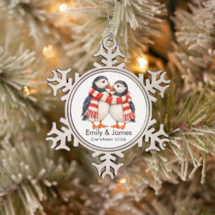 Benutzerdefiniertes minimalistisches Papageientauc Schneeflocken Zinn-Ornament